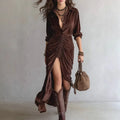 Brown velvet dress